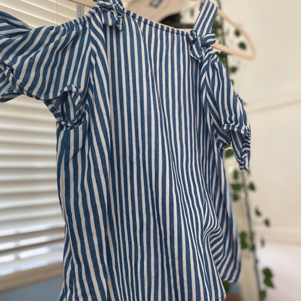 Off the shoulder striped shirt